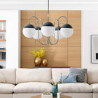 Modway Stellar 5-Light Chandelier - Opal/Polished Nickel-Opal Glass Shades