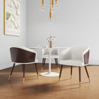 Manhattan Comfort Reeva 23.23" Modern Leatherette Upholstered Dining Chair - Walnut and Cream  - Set of 2-Frame Made of Solid Beech Wood with Rich Walnut Finish
