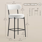 HOMCOM 27" Counter Height Modern Bar Stools - Cream White - 2 Pack-Upholstered in soft sherpa fleece with high-density foam padding
