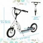 Aosom Youth Kick Scooter with 12'' Inflatable Rubber Wheel - White-Includes rear and front brakes for secure stopping 