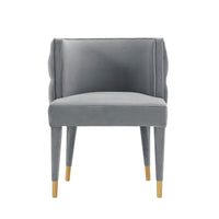 Manhattan Comfort Maya 24.02" Modern Velvet Upholstered Dining Chair - Grey-Modern Dining Chair for Dining Room and Task Chair Usage