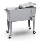 Permasteel 80 qt Retro Rolling Patio Cooler with Divider - Grey-Extended cooling power keeps drinks chilled for up to 36 hours