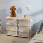 Qaba - Organiseur de jouets pour enfants à 3 niveaux avec 6 bacs de rangement en plastique - Blanc crème-Facile à ouvrir et à fermer, ce qui le rend adapté à votre chéri 