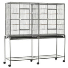 PawHut - Grande cage à oiseaux en métal 64 po H, avec support roulant amovible - 62,8 po L x 18,9 po l x 64,2 po H - noir-Cadre en métal solide, fil d’acier et structure en plastique durable, conçu pour durer des années 