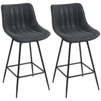 HOMCOM 27" Counter Height PU Leather Bar Stools - Black - 2 Pack-Textured PU leather and checkerwork design add a chic, modern touch
