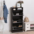 HOMCOM Narrow Shoe Storage Cabinet with 3 Flip Doors & Open Shelf - Coffee-Can store up to 9 pairs of shoes in three tilt-out drawers