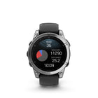 Garmin - fēnix E – 47 mm, acier inoxydable AMOLED avec bracelet en silicone noir-8