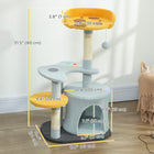 PawHut - Arbre à chat, tour de 31,5 po pour intérieur avec perchoir en peluche - bleu-Doux tissu en peluche teddy offrant un confort extrême à votre chat 