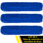 Gritt Commercial - Tête de vadrouille à poussière en microfibre bouclée - 48 po x 5 po - Bleu - Paquet de 3-Facile à laver pour une durabilité accrue