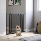 PawHut - Porte pour Animaux en Métal 29,5"-40,6" L avec Fermeture Automatique et Double Verrouillage-La barrière haute pour chien s'ouvre dans les deux sens