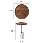 Modway Amina Round Acacia Wood Side Table - White Light Oak-Iron Rod