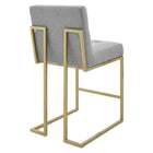 Modway Privy Gold Stainless Steel Upholstered Fabric Counter Stool - Gold/Light Grey-No Assembly Required