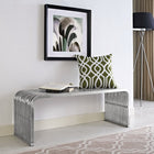 Modway Pipe 47" Stainless Steel Bench - Silver-Brushed Stainless Steel Tube