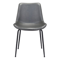 Zuo Byron Dining Chair - Grey - Set of 2-Plush and durable faux leather fabric