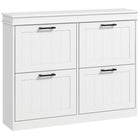 HOMCOM Narrow Shoe Cabinet with Flip Drawers & Adjustable Shelf for Entryway - White-Modern shoe cabinet matches the home furniture of most styles