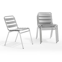 Flash Furniture - Chaise de restaurant empilable commerciale pour intérieure/extérieure en aluminium avec dossier à trois lattes-Ensemble de 4 chaises de café empilables