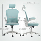 Vinsetto - Chaise de bureau en maille avec appui-tête et soutien lombaire 4D - vert clair-L’appuie-tête peut monter ou descendre et pivoter