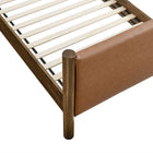 Modway Maven Twin Size Vegan Leather Upholstered Platform Bed - Tan Walnut-Weight Capacity: 794 lb