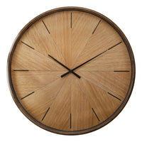 Monarch Specialties 9022 30" Round Oversized Wall Clock - Brown-Uplift your home decor with this 30" round modern wall clock, featuring a large oversized face wrapped in a brown plastic frame that adds a touch of contemporary elegance to any room