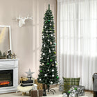 HOMCOM 7.5' Artificial Snow-Dipped Christmas Tree - Green-Realistic plastic branches give a complete and lush look to the tree 