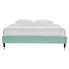 Modway Harlow Performance Velvet Full Platform Bed Frame - Mint-Reinforced Center Beam and Support Legs