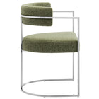 Modway Huron Curved Back Fabric and Metal Dining Accent Chair - Silver/Leaf-7