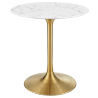 Modway Lippa 28" Round Faux Marble Dining Table - Gold White-Modern Dining Table