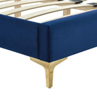 Modway - Sofia Lit plateforme complet en velours haute performance avec capitonnage vertical et pieds en métal doré - Marine-Assemblée requise