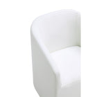 Manhattan Comfort - Fauteuil de salle à manger moderne Anna rond 59 cm, revêtement en similicuir crème-Garantie limitée du fabricant de 30 jours