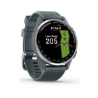Garmin Approach S44 Smartwatch - Silver Aluminum Bezel With Twilight Silicone Band-KEEP SCORE - Easily keep score as you play, and upload to the Garmin Golf app for advanced stat tracking and handicap calculation.