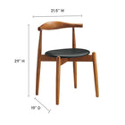 Modway Stalwart Dining Side Chairs - Dark Walnut/Black - 4 Pack-Vinyl upholstered foam cushion