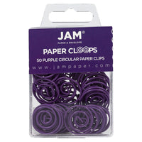 JAM Paper Circular Paper Clips - Round - Purple - 50 Pack-Colour: Purple Papercloops