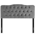 Modway Annabel Diamond Tufted Performance Velvet King Headboard - Grey-Height Adjustable from 45" - 52.5"