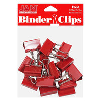 JAM Paper Colourful Binder Clips - Medium - 1 1/4" - Red - 15 Pack-Colour: Red | Made of tempered steel for an extra strong hold