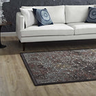 Modway Westia Ornate Turkish Vintage Area Rug - 8 ft W x 10 ft L - Dark Brown/Silver Blue-Gripping Grooved Rubber Underside