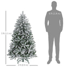 HOMCOM 5' Snow-Flocked Artificial Christmas Tree with Metal Stand - Green-Stable metal base provides reliable stability and support
