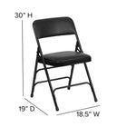 Flash Furniture HERCULES Series Curved Triple Braced & Double-Hinged Black Vinyl Metal Folding Chair-22mm x 1.2mm Round Steel Pipe Frame