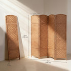 HOMCOM 4 Panels Hand-Woven Freestanding Room Divider for Home Office - Natural-Connected with dual directional hinges so this room divider can be adjusted to any angle
