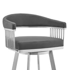 Armen Living - Chelsea Tabouret de Bar Pivotant de 74 cm de Hauteur en Similicuir Gris et Acier Inoxydable Brossé-5