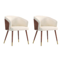 Manhattan Comfort - Lot de 2 chaises de salle à manger modernes Reeva 23,23 po en similicuir, noyer et crème-Chaise de salle à manger moderne pour salle à manger et usage de travail lot de 2