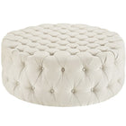 Modway Amour Upholstered Fabric Ottoman - Beige-Luxurious Round Ottoman