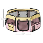 PawHut Hexagon Fabric Portable & Foldable Pet Playpen -Color: Pink & Beige