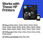 HP 62 Black Original Ink Cartridge (C2P04AN)-Cartridge yield (approx.): 200 pages