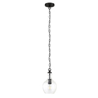 Hudson&Canal - Suspension Verona de 18 cm de large avec abat-jour en verre, - Bronze noirci/transparent-Design moderne du milieu du siècle pour votre entrée, votre foyer ou votre cuisine