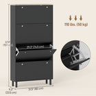 HOMCOM Shoe Cabinet with 4 Flip Drawers in Narrow Design - Black-Four solid pine wood legs for reliable support