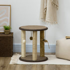 PawHut - Arbre à chat 17 po avec jouets suspendus, poteau à griffer en jute, sisal et herbe de mer-Matériaux : Panneau de particules, peluche en polyester, tissu Oxford, jute, sisal, herbe de mer 