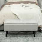 HOMCOM Storage Ottoman with Wooden Legs and 57L Capacity - Grey-Solid rubberwood legs for high stability