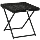Outsunny Rattan Coffee Table for Balcony - Black-Metal frame in powder coating, anti-peeling and corrosion resistant   