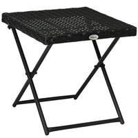 Outsunny Rattan Coffee Table for Balcony - Black-Metal frame in powder coating, anti-peeling and corrosion resistant   
