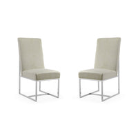 Manhattan Comfort - Lot de 2 chaises de salle à manger modernes Element 19,68 po en velours capitonné - Champagne-Chaise de salle à manger moderne parfaite pour la salle à manger et le salon d’appoint Lot de 2